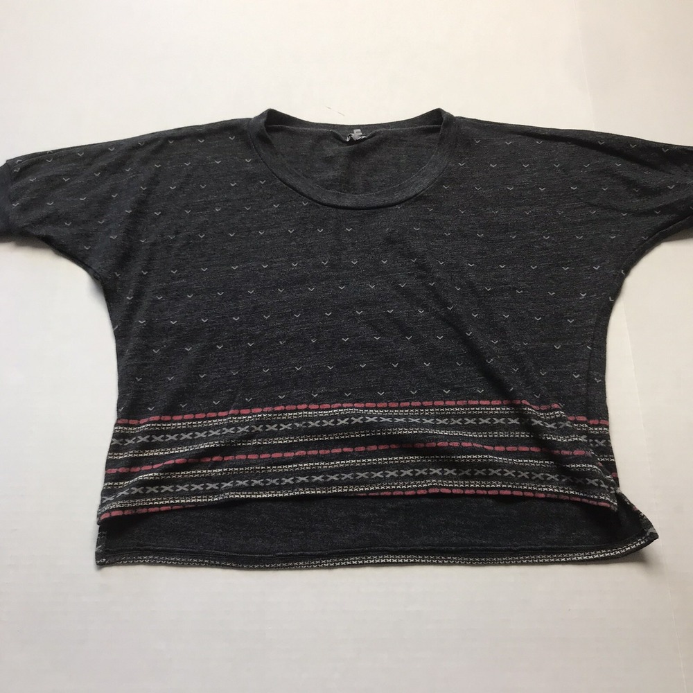 Splendid Gray Print Oversized Knit Top Size XS A1216